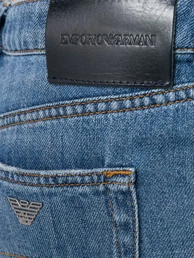 Shop Emporio Armani Side Logo Loose Jeans In Blue