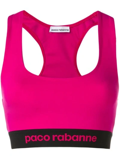 Shop Paco Rabanne Logo Sports Bra - Pink