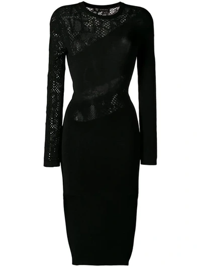 Shop Versace Knitted Fitted Dress In A1008 Black