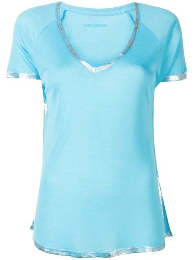 Shop Zadig & Voltaire Zadig&voltaire Classic T-shirt With Silver-tone Detailing - Blue