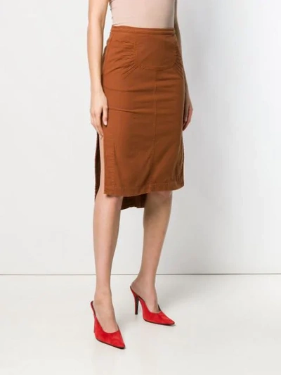 Shop N°21 Side Slit Pencil Skirt In Brown