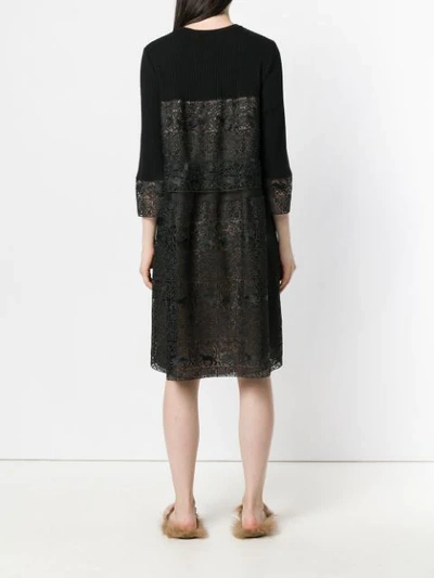 embroidered panel knit dress
