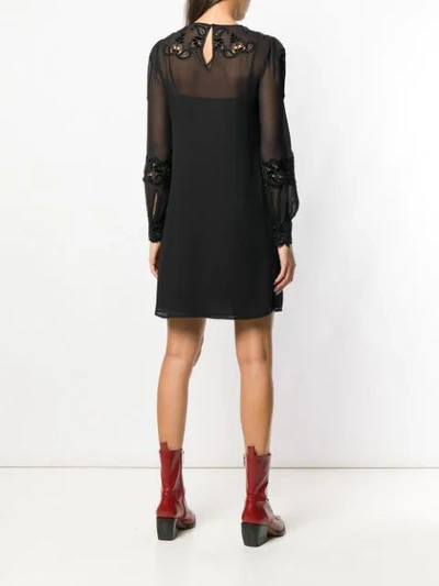 Shop Michael Michael Kors Lace Appliqué Short Dress In Black