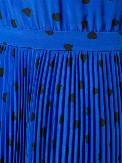 Shop Valentino Heart Print Midi Dress In Blue