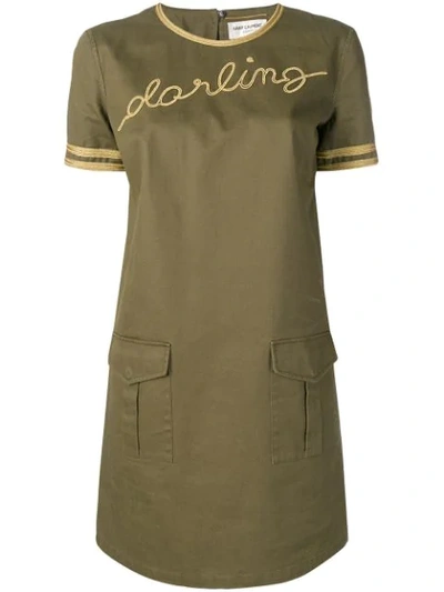 Shop Saint Laurent Darling Mini Dress In Green