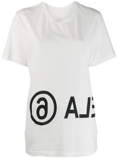 Mm6 Maison Margiela Reversed Logo Cotton T-shirt In White