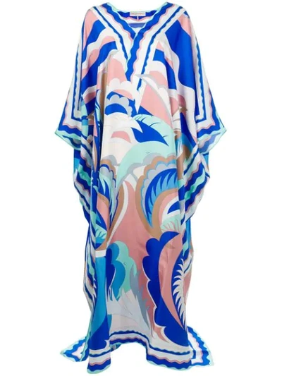 Shop Emilio Pucci Acapulco Print Long Kaftan Dress - Blue