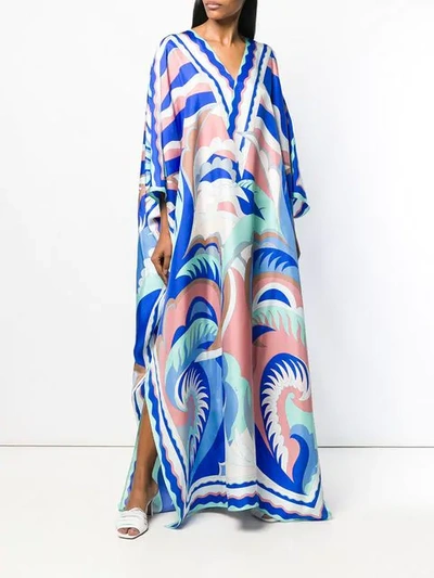 Shop Emilio Pucci Acapulco Print Long Kaftan Dress - Blue