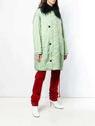 Shop Mm6 Maison Margiela Shearling Collar Oversized Coat In Green