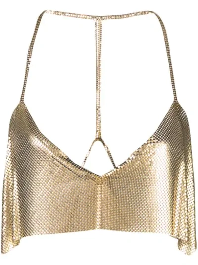 Shop Fannie Schiavoni Cropped Chainmail Top In Gold