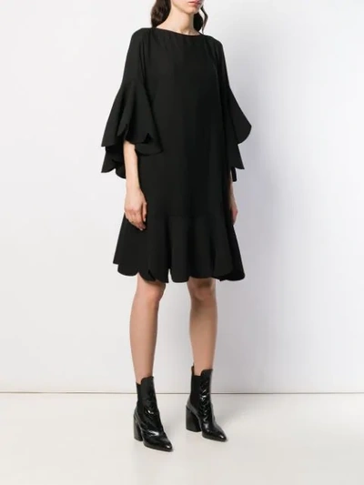 Shop Valentino Scalloped Shift Dress In Black