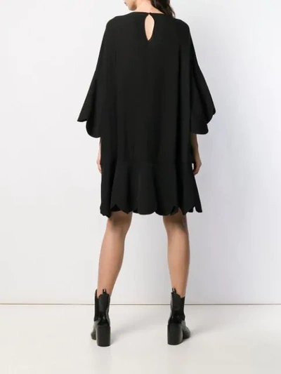 Shop Valentino Scalloped Shift Dress In Black