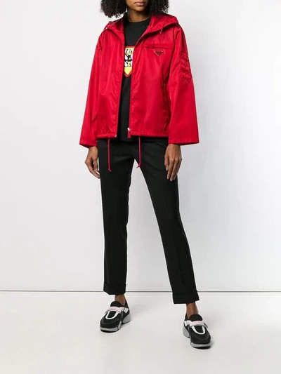 Shop Prada Hooded Jacket In Red