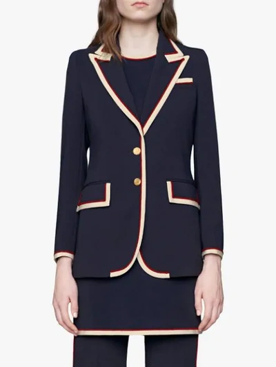 Shop Gucci Stretch Viscose Jacket In Blue