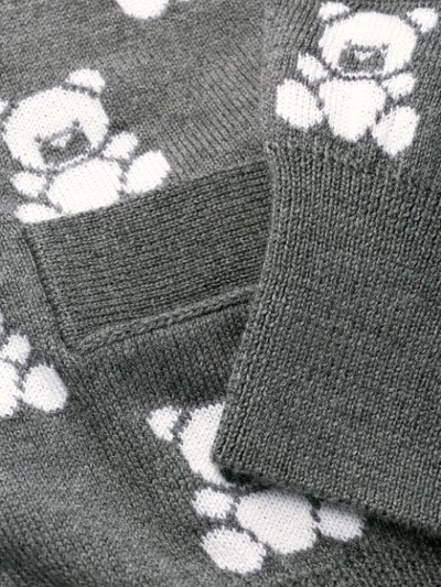 Shop Moschino Teddy Bear Pattern Cardigan In Grey