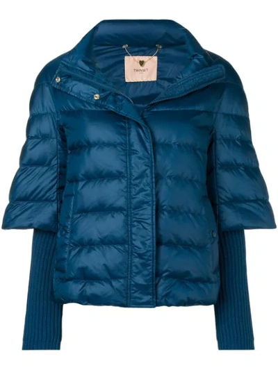 Shop Twinset Twin-set Short Padded Jacket - Blue