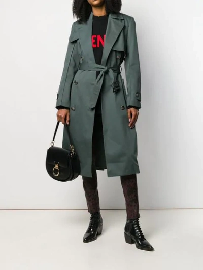 Shop Givenchy Belted Oversized Trench Coat In Green
