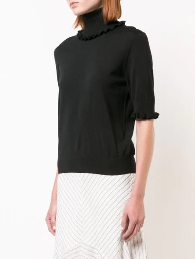 Shop Michael Kors Ruffle Turtleneck Jumper In Black