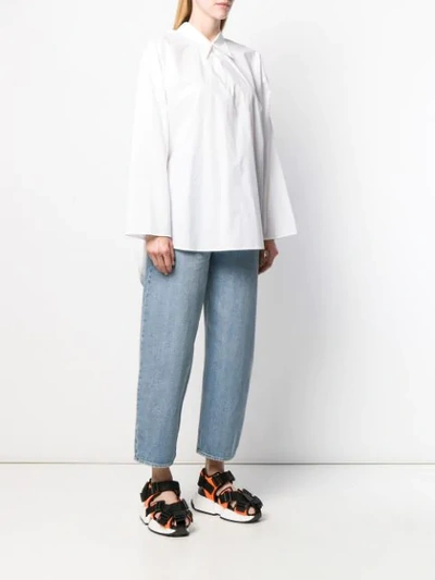 Shop Mm6 Maison Margiela Oversized Tunic Shirt In White