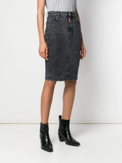 Shop Dsquared2 Pencil Denim Skirt In Black