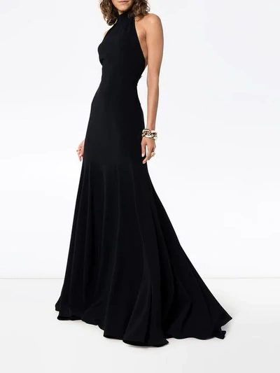 Shop Stella Mccartney Magnolia Backless Halterneck Gown In 1000 Black