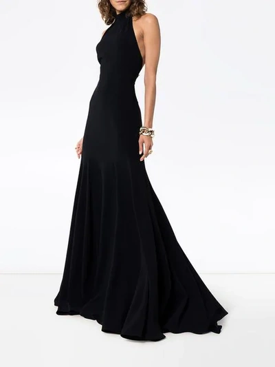 Stella Mccartney Halter Open-back A-line Stretch-cady Evening Gown In 1000 Black