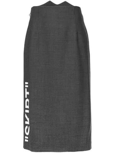 Shop Off-white Slogan Midi Skirt In Grey