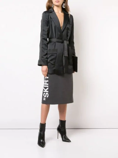 Shop Off-white Slogan Midi Skirt In Grey