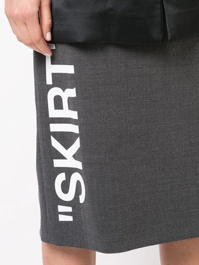 Shop Off-white Slogan Midi Skirt In Grey