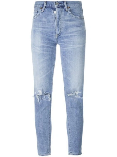 Shop Citizens Of Humanity Distressed Skinny Jeans In Blue