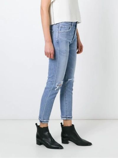 Shop Citizens Of Humanity Distressed Skinny Jeans In Blue