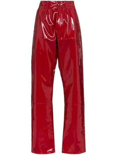 Shop Gmbh X Browns Marie High-waisted Vinyl Trousers In 113 - Red