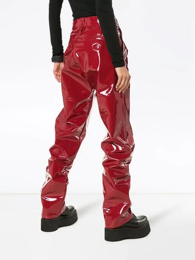 Shop Gmbh X Browns Marie High-waisted Vinyl Trousers In 113 - Red