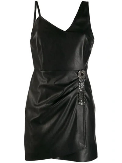 Shop Pinko Crystal Brooch Mini Dress In Black