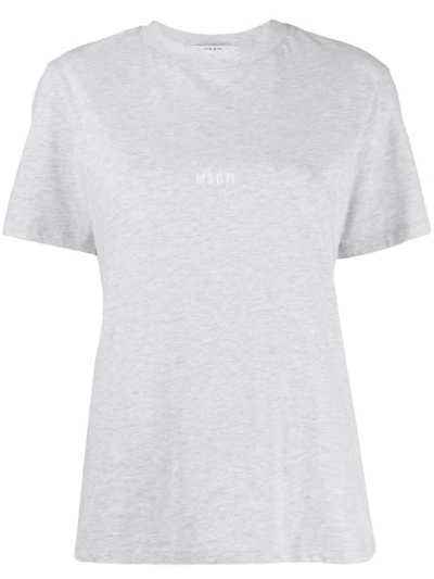 Shop Msgm Logo Print T-shirt In Grey