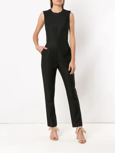 Shop Andrea Marques Zip Detail Jumpsuit In Black