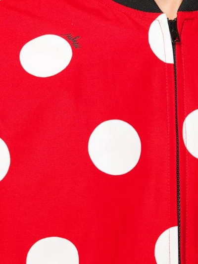 Shop Msgm Polka Dot Bomber Jacket In Red