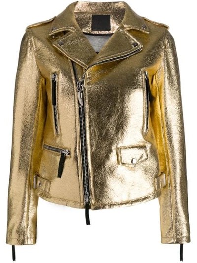 Shop Giuseppe Zanotti Berlyn Biker Jacket In Gold