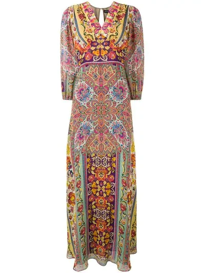 Shop Etro Long Printed Dress In Pink