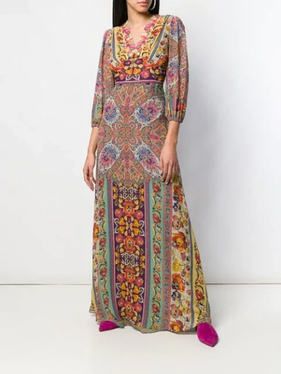 Shop Etro Long Printed Dress In Pink