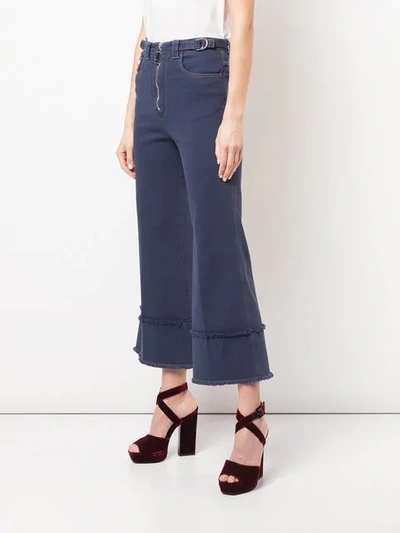 Shop Miu Miu Mid Rise Flared Trousers In Blue