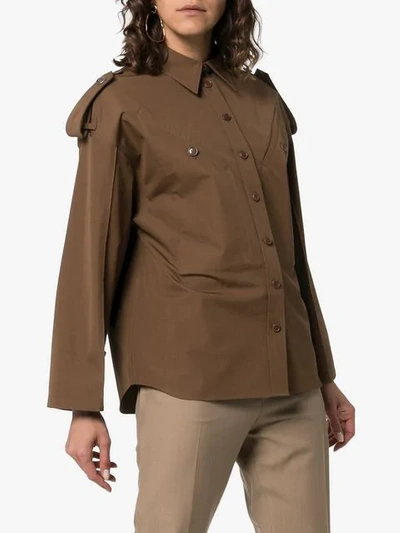 Shop Givenchy Diagonal Pocket Cotton Military Shirt In Green