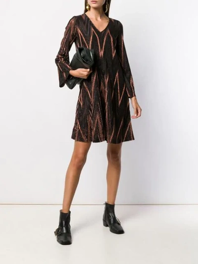 Shop M Missoni Zigzag Metallic Knit Dress In Black