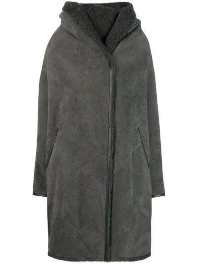 Shop Liska Chiron Reversible Oversized Coat In Grey