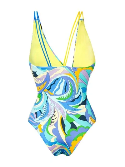 Shop Emilio Pucci Printed Swimsuit - Blue