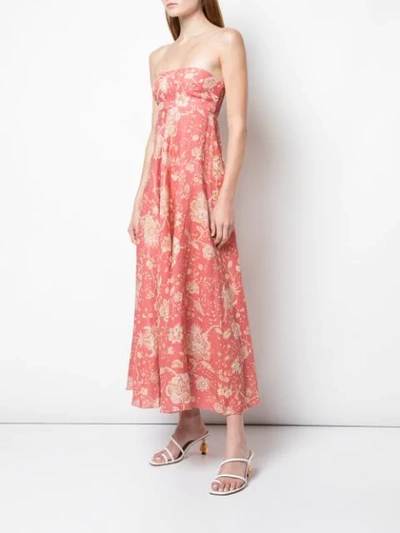 ZIMMERMANN FLORAL PRINT BANDEAU MAXI DRESS - 橘色