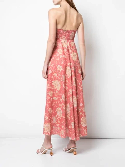 Shop Zimmermann Floral Print Bandeau Maxi Dress In Orange ,neutral