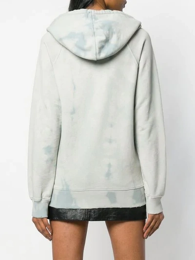 Shop Saint Laurent Logo Print Hoodie In Blue