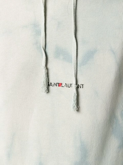 Shop Saint Laurent Logo Print Hoodie In Blue