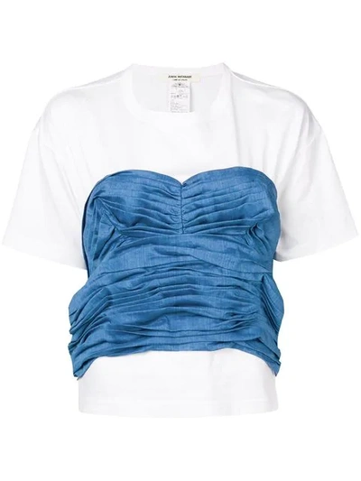 Shop Junya Watanabe Contrast Ruched-detail T-shirt In White